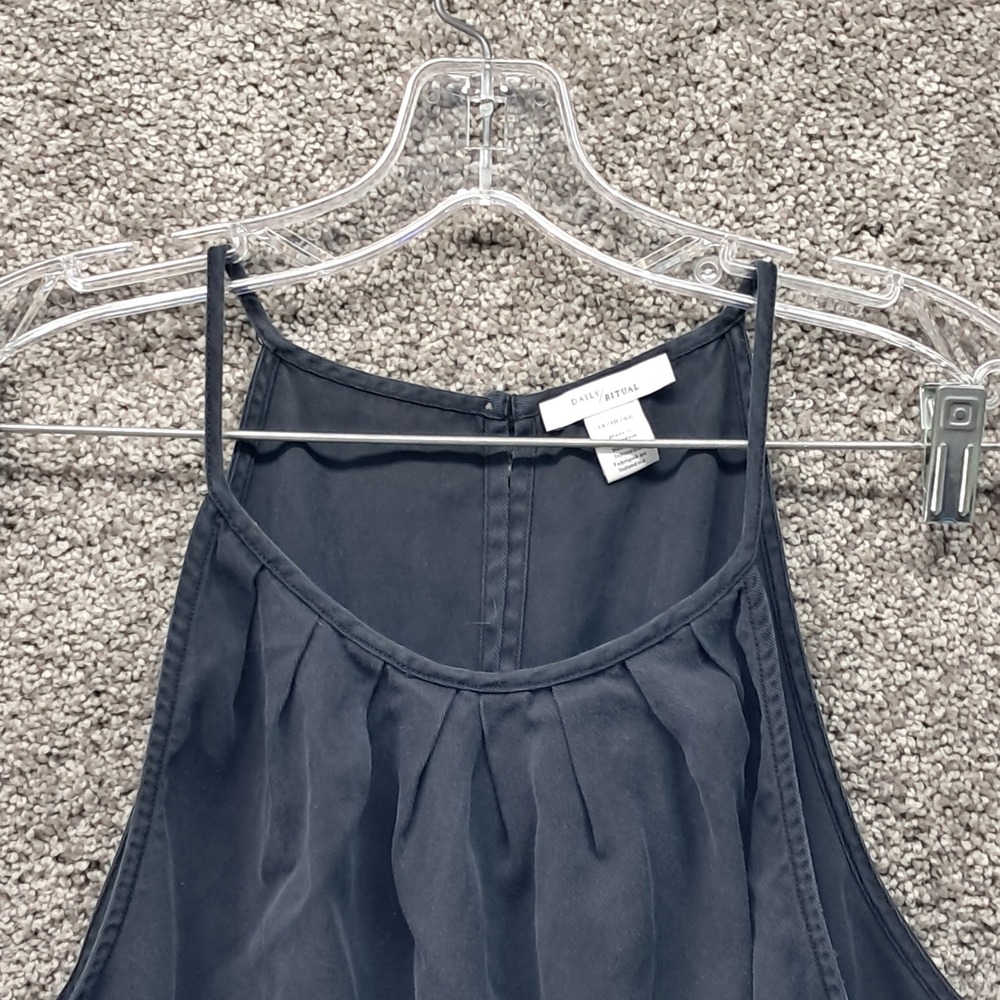 Daily Ritual Womens Black Halter Pleated Neck Wide Leg Cropped Jumpsuit Size 14 - Picture 2 of 12